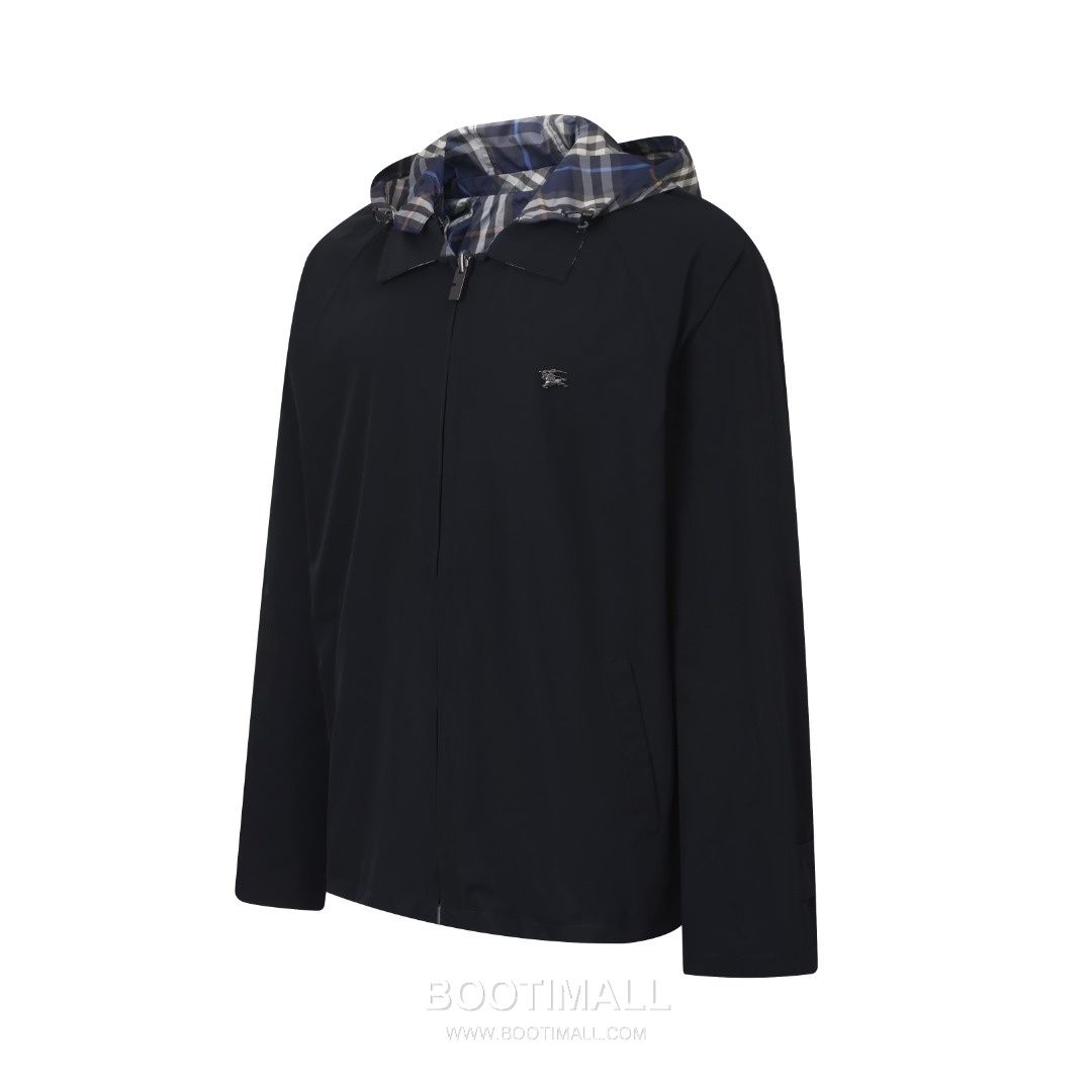 버버리 2026SS 리버서블 코튼캔버스 체크 루즈핏 후드 블랙 재킷 Burberry 2026 SS Reversible Cotton Canvas Check Loose Fit Hooded Black Jacket D278-C70 2