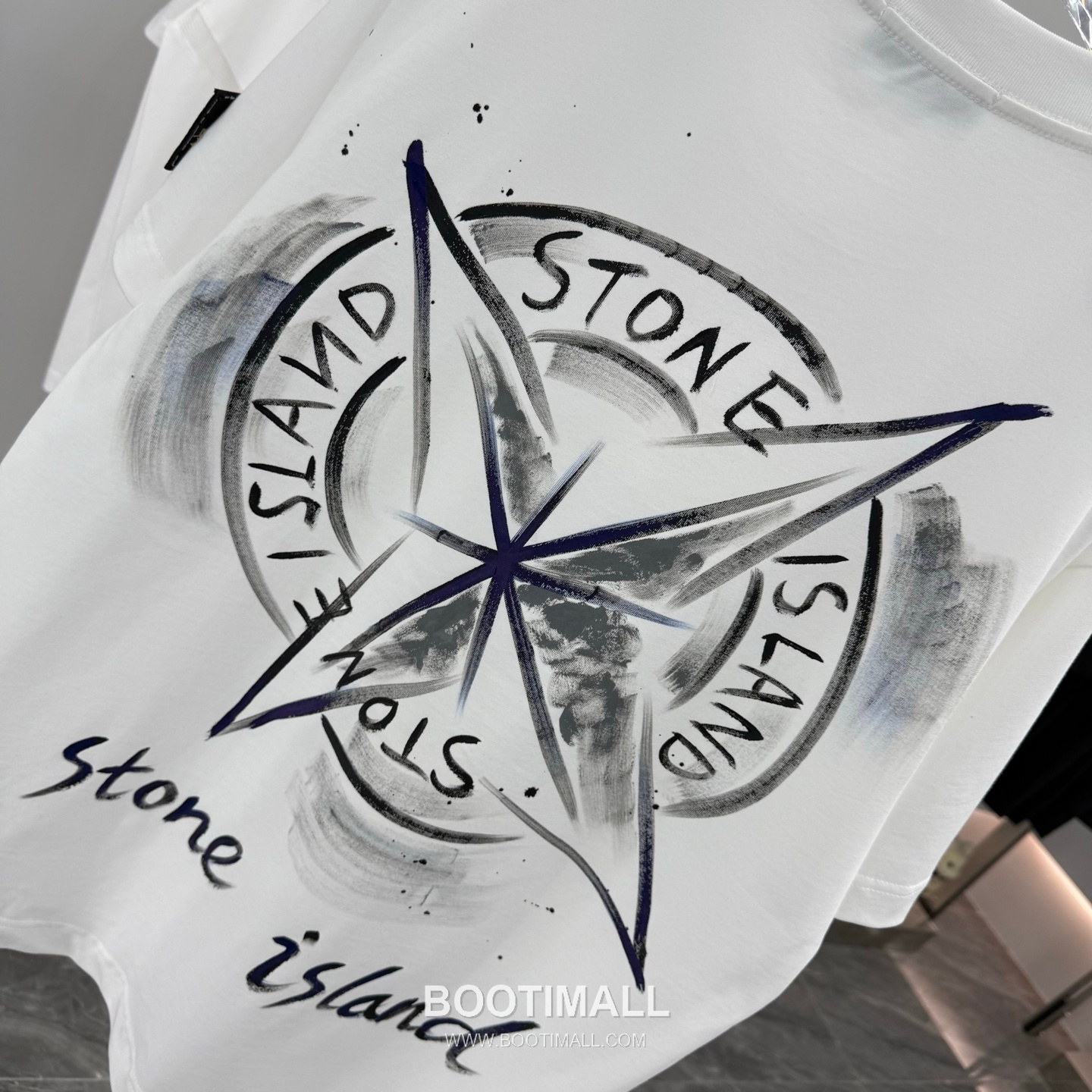 스톤아일랜드 2026SS 핸드드로잉 프린트 오버핏 반팔 화이트 티셔츠 Stone Island 2026 SS Hand Drawing Print Oversized Short Sleeve Black T-Shirt 9