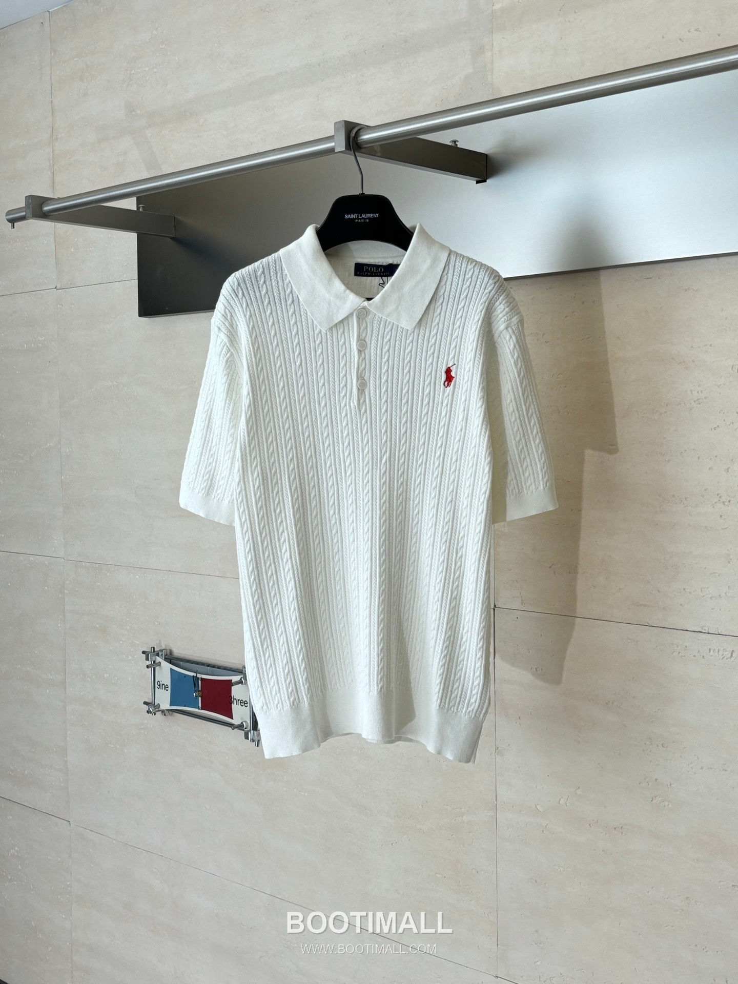 랄프로렌 2026SS 케이블니트 코튼혼방 레귤러핏 반팔 화이트 폴로셔츠 Ralph Lauren 2026 SS Cable Knit Cotton Blend Regular Fit Short Sleeve White Polo Shirt 1