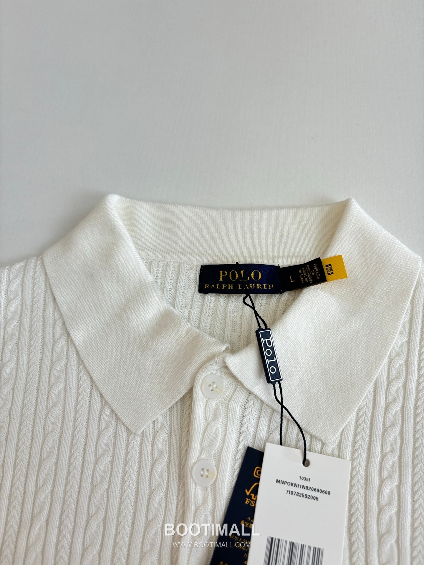 랄프로렌 2026SS 케이블니트 코튼혼방 레귤러핏 반팔 화이트 폴로셔츠 Ralph Lauren 2026 SS Cable Knit Cotton Blend Regular Fit Short Sleeve White Polo Shirt 5