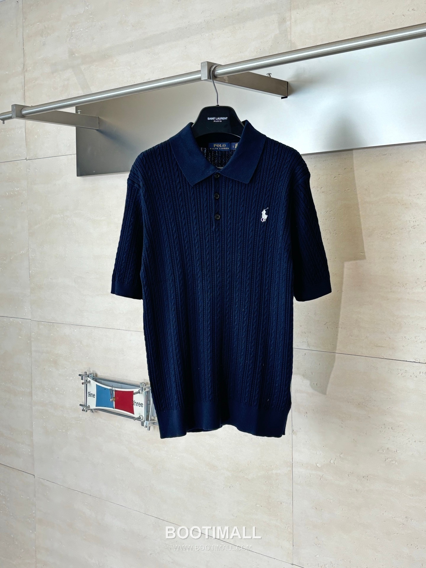 랄프로렌 2026SS 케이블니트 코튼혼방 레귤러핏 반팔 블랙 폴로셔츠 Ralph Lauren 2026 SS Cable Knit Cotton Blend Regular Fit Short Sleeve White Polo Shirt 1