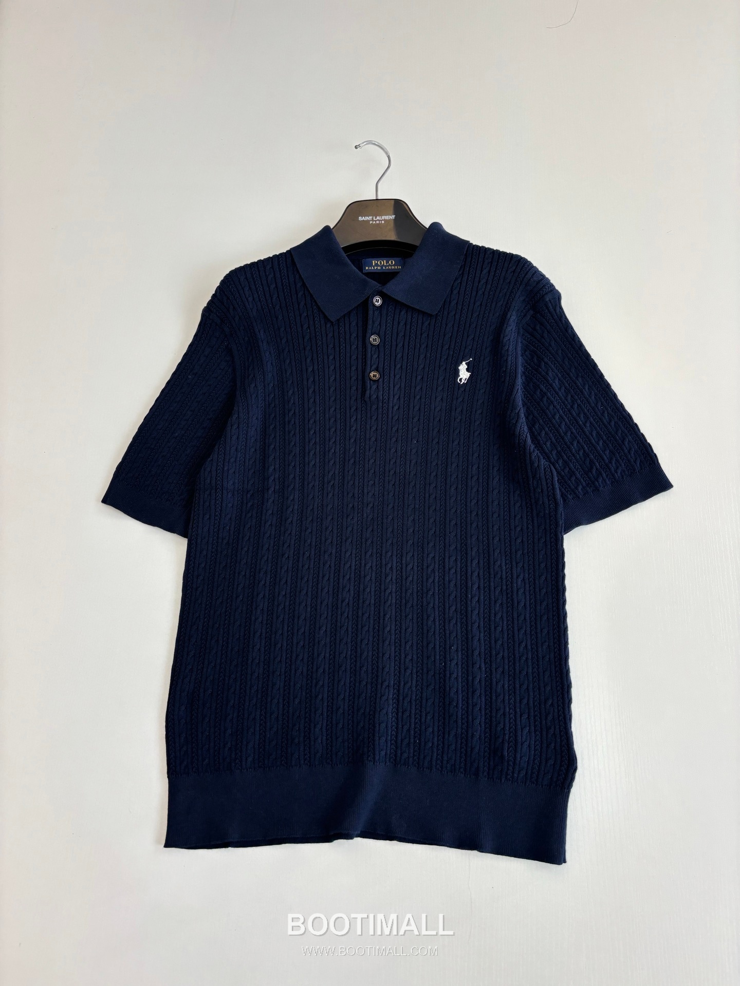 랄프로렌 2026SS 케이블니트 코튼혼방 레귤러핏 반팔 블랙 폴로셔츠 Ralph Lauren 2026 SS Cable Knit Cotton Blend Regular Fit Short Sleeve White Polo Shirt 3