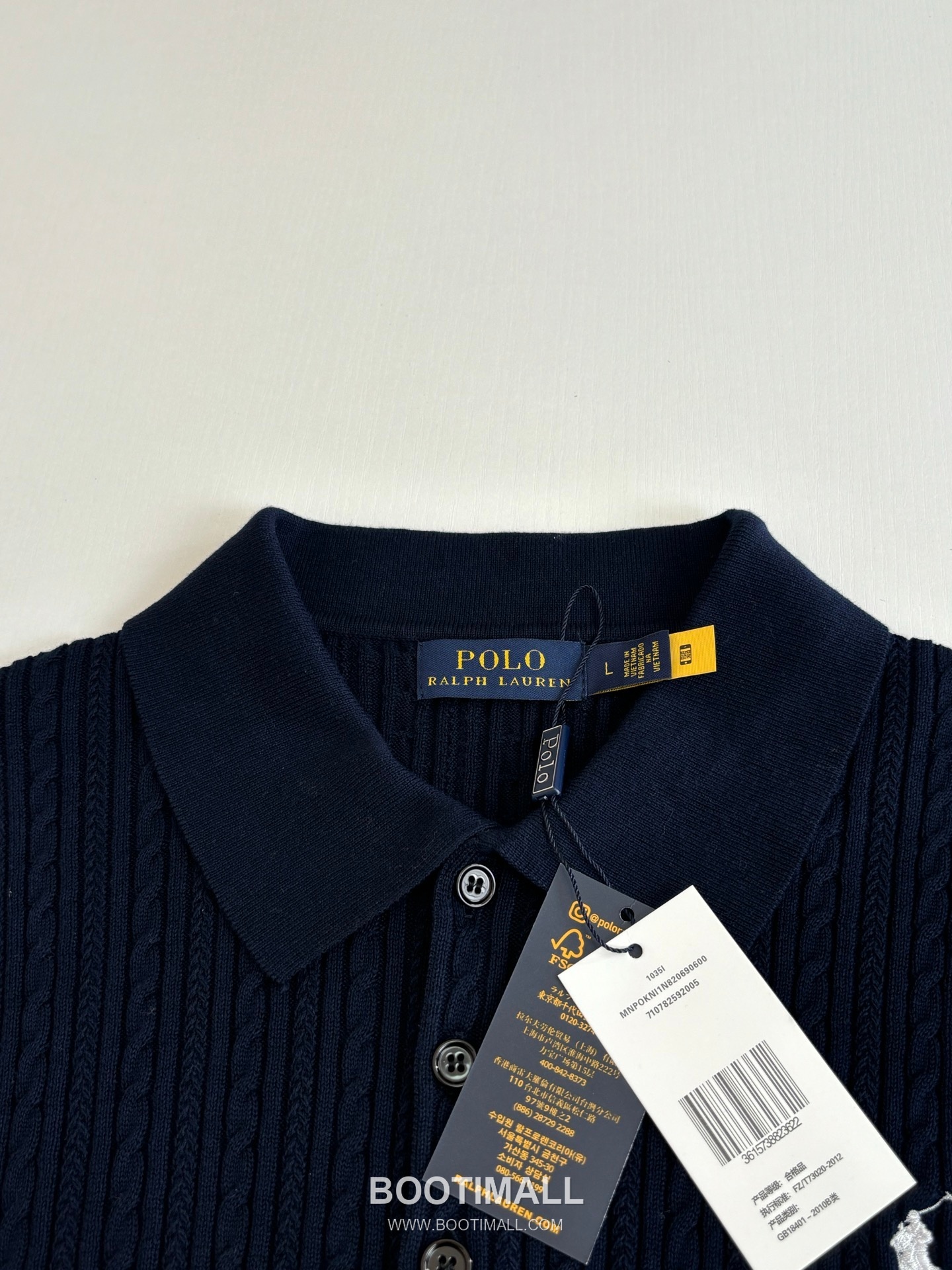 랄프로렌 2026SS 케이블니트 코튼혼방 레귤러핏 반팔 블랙 폴로셔츠 Ralph Lauren 2026 SS Cable Knit Cotton Blend Regular Fit Short Sleeve White Polo Shirt 5