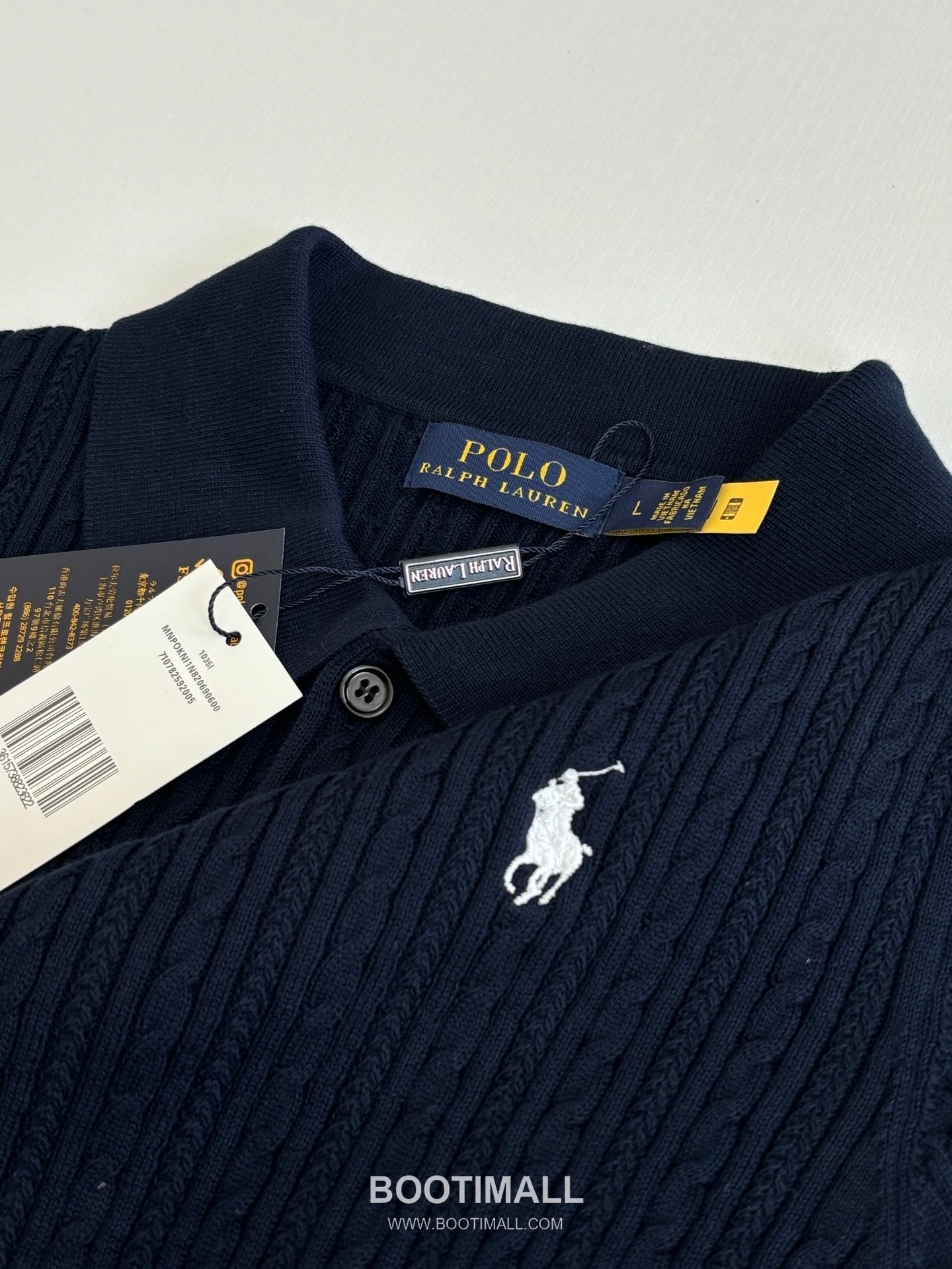랄프로렌 2026SS 케이블니트 코튼혼방 레귤러핏 반팔 블랙 폴로셔츠 Ralph Lauren 2026 SS Cable Knit Cotton Blend Regular Fit Short Sleeve White Polo Shirt 6
