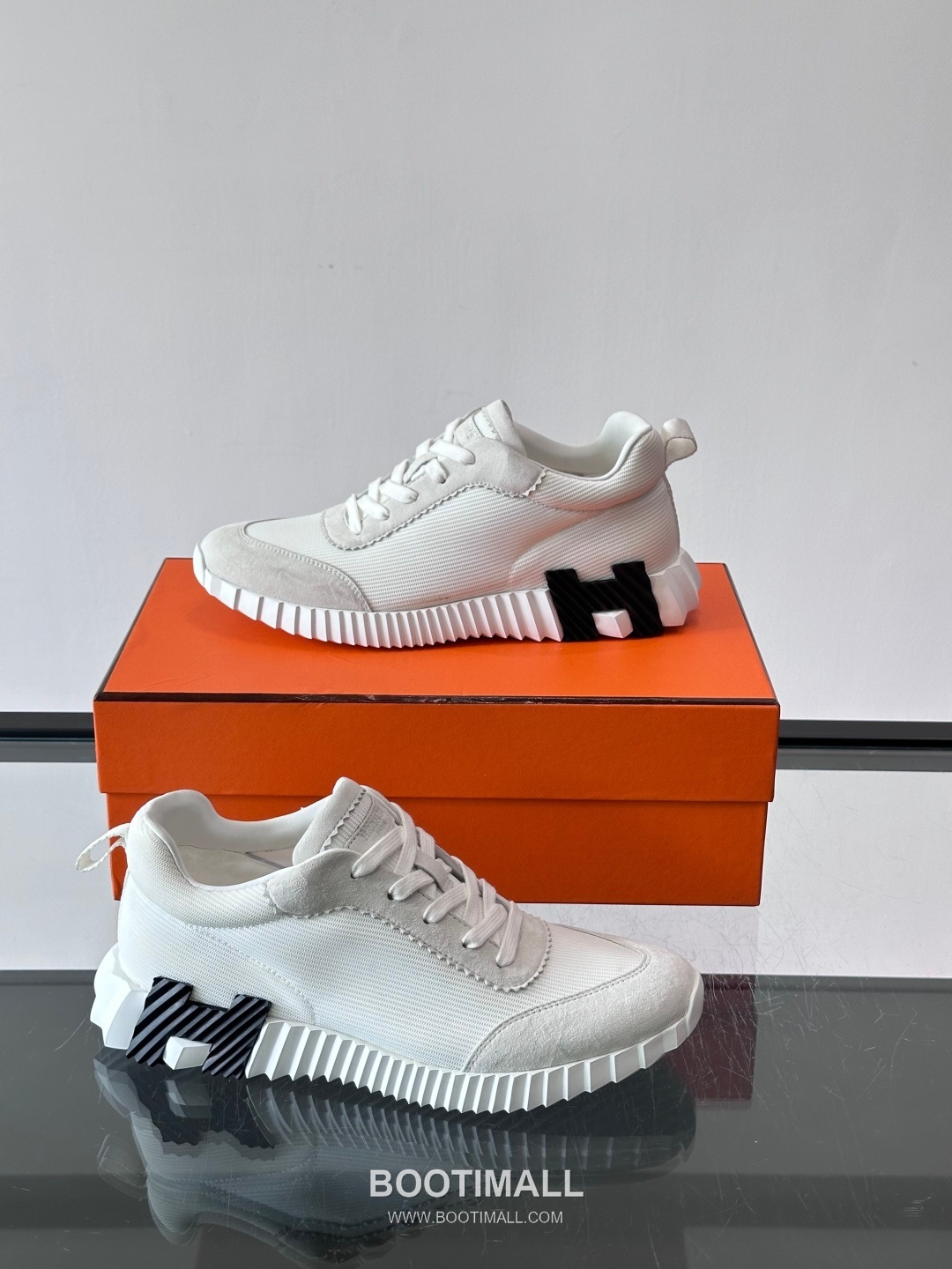 에르메스 송아지가죽 H로고 플랫폼 화이트 스니커즈 Hermes Calfskin H Logo Platform White Sneakers 4cm 4