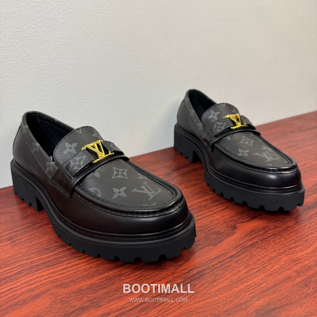 루이비통 Major 다미에 캔버스 소가죽 로고버클 플랫폼 블랙 로퍼 Louis Vuitton Major Damier Canvas Calfskin Logo Buckle Platform Black Loafers 3