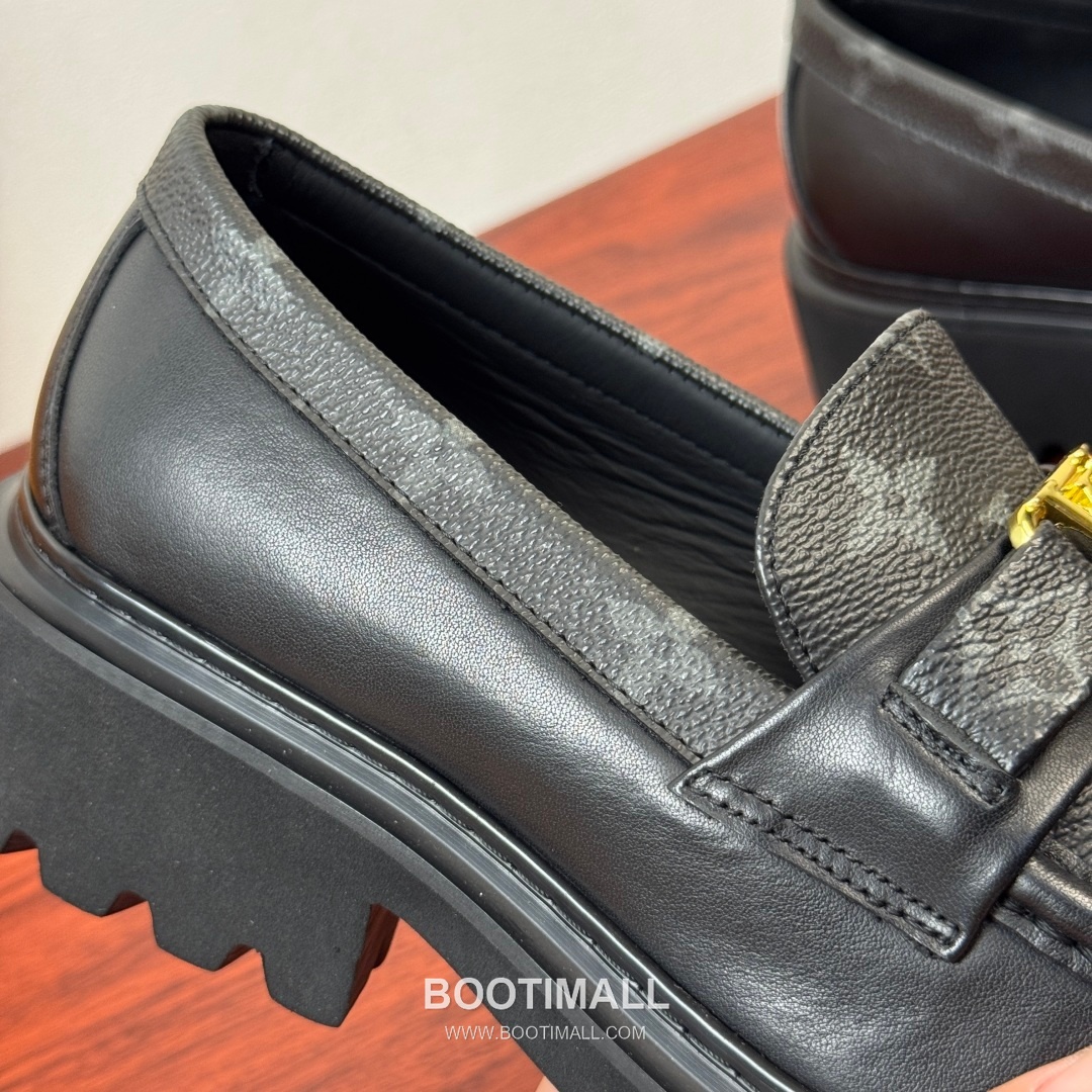 루이비통 Major 다미에 캔버스 소가죽 로고버클 플랫폼 블랙 로퍼 Louis Vuitton Major Damier Canvas Calfskin Logo Buckle Platform Black Loafers 6