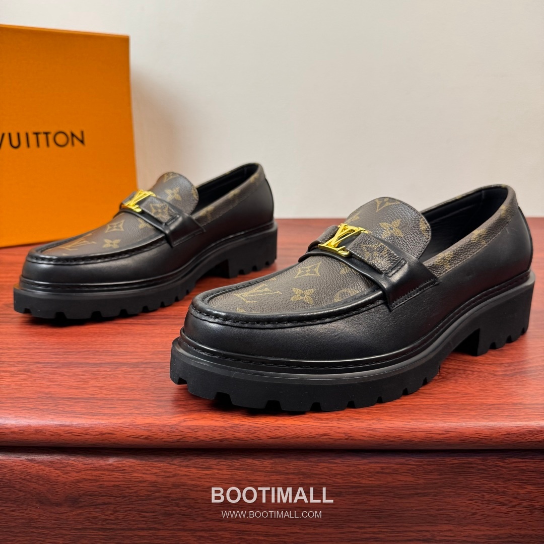 루이비통 Major 다미에 캔버스 소가죽 로고버클 플랫폼 블랙 로퍼 Louis Vuitton Major Damier Canvas Calfskin Logo Buckle Platform Black Loafers 3