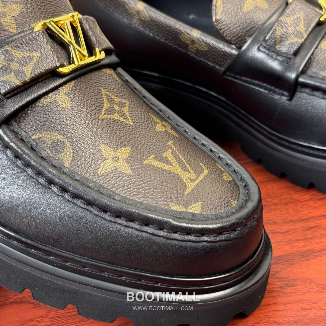 루이비통 Major 다미에 캔버스 소가죽 로고버클 플랫폼 블랙 로퍼 Louis Vuitton Major Damier Canvas Calfskin Logo Buckle Platform Black Loafers 5