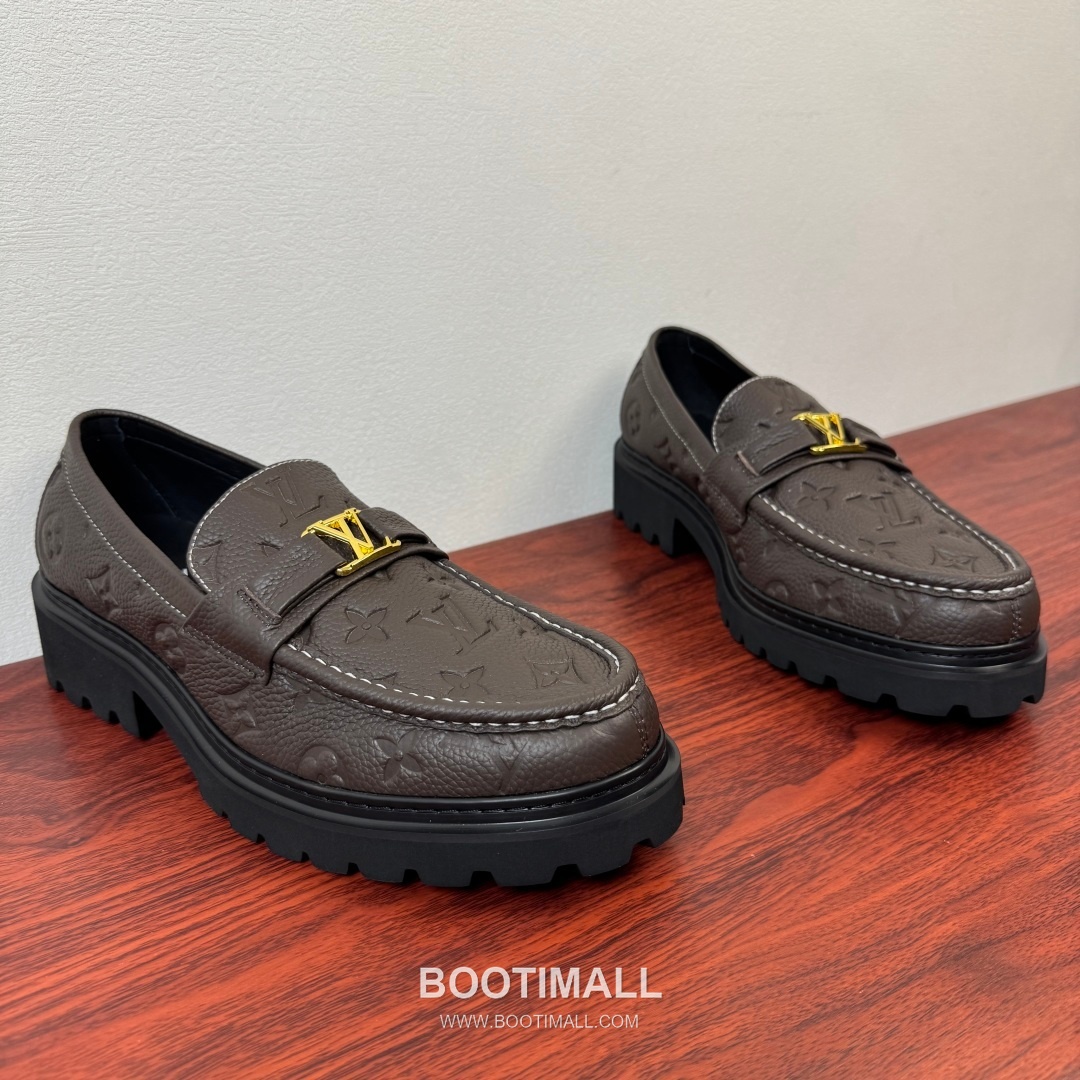 루이비통 Major 다미에 캔버스 소가죽 로고버클 플랫폼 블랙 로퍼 Louis Vuitton Major Damier Canvas Calfskin Logo Buckle Platform Black Loafers 3