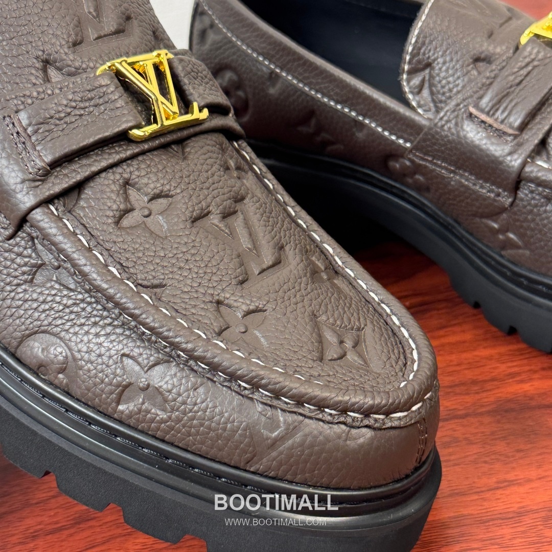 루이비통 Major 다미에 캔버스 소가죽 로고버클 플랫폼 블랙 로퍼 Louis Vuitton Major Damier Canvas Calfskin Logo Buckle Platform Black Loafers 5