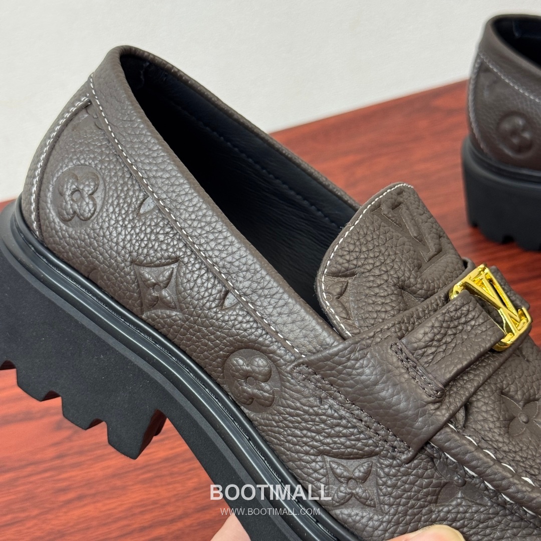 루이비통 Major 다미에 캔버스 소가죽 로고버클 플랫폼 블랙 로퍼 Louis Vuitton Major Damier Canvas Calfskin Logo Buckle Platform Black Loafers 6