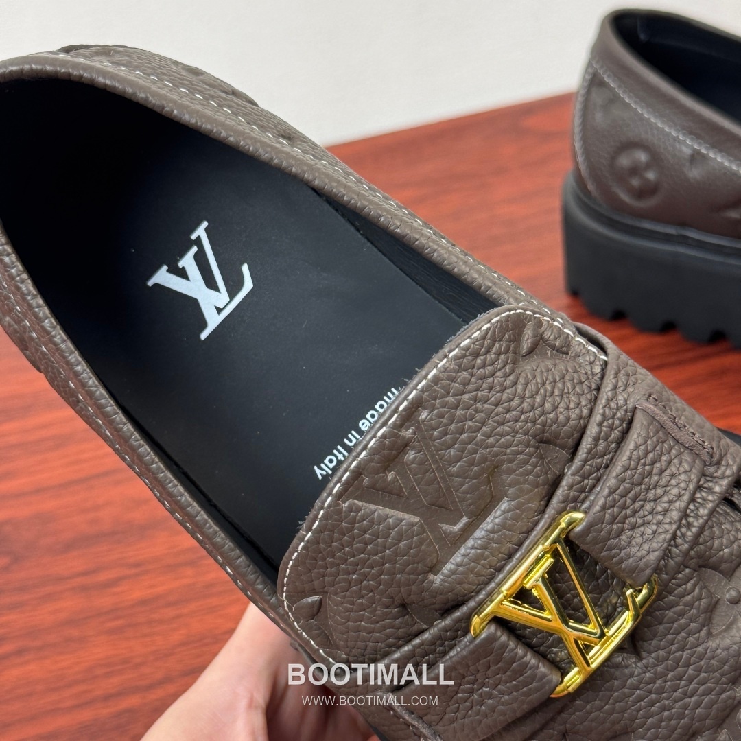 루이비통 Major 다미에 캔버스 소가죽 로고버클 플랫폼 블랙 로퍼 Louis Vuitton Major Damier Canvas Calfskin Logo Buckle Platform Black Loafers 7