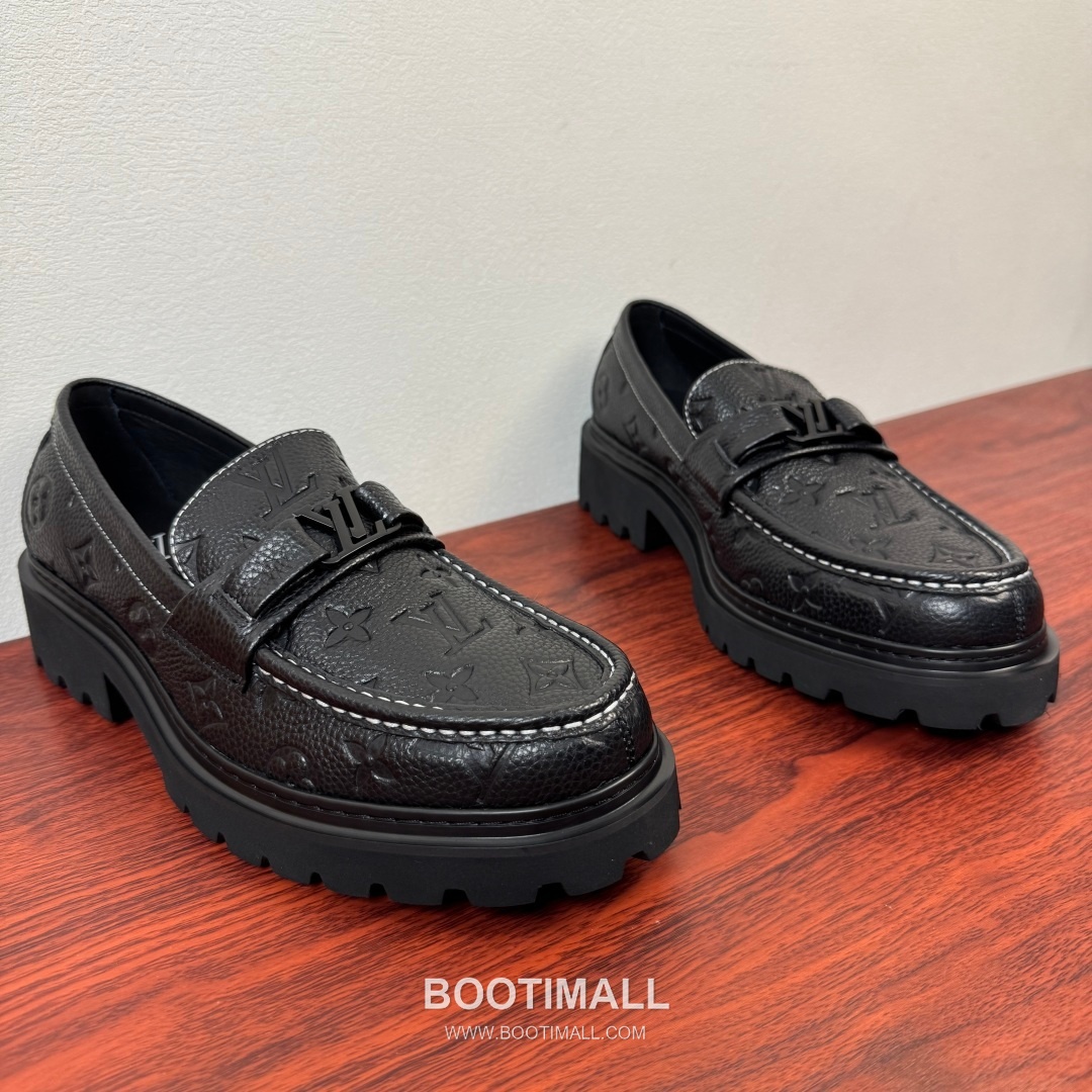루이비통 Major 다미에 캔버스 소가죽 로고버클 플랫폼 블랙 로퍼 Louis Vuitton Major Damier Canvas Calfskin Logo Buckle Platform Black Loafers 3