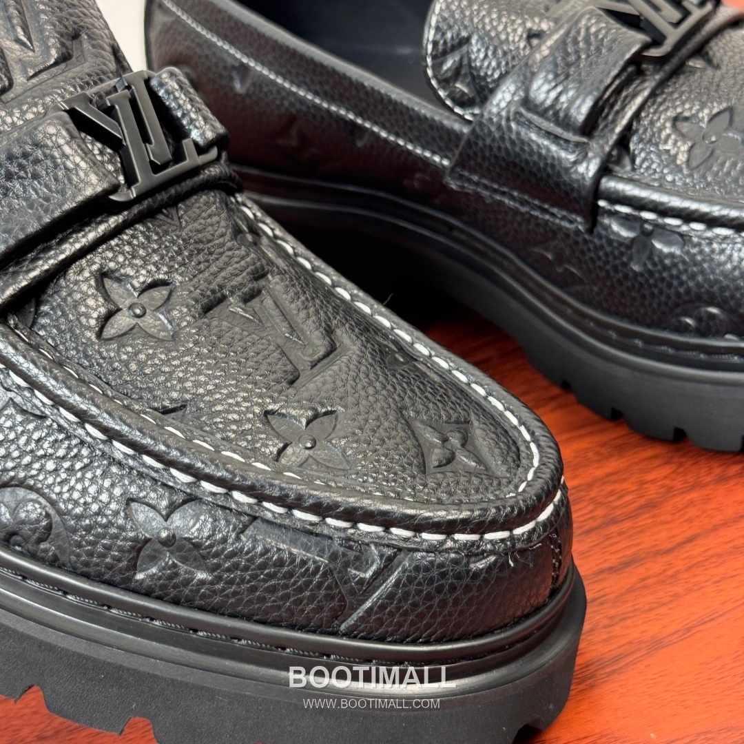 루이비통 Major 다미에 캔버스 소가죽 로고버클 플랫폼 블랙 로퍼 Louis Vuitton Major Damier Canvas Calfskin Logo Buckle Platform Black Loafers 5
