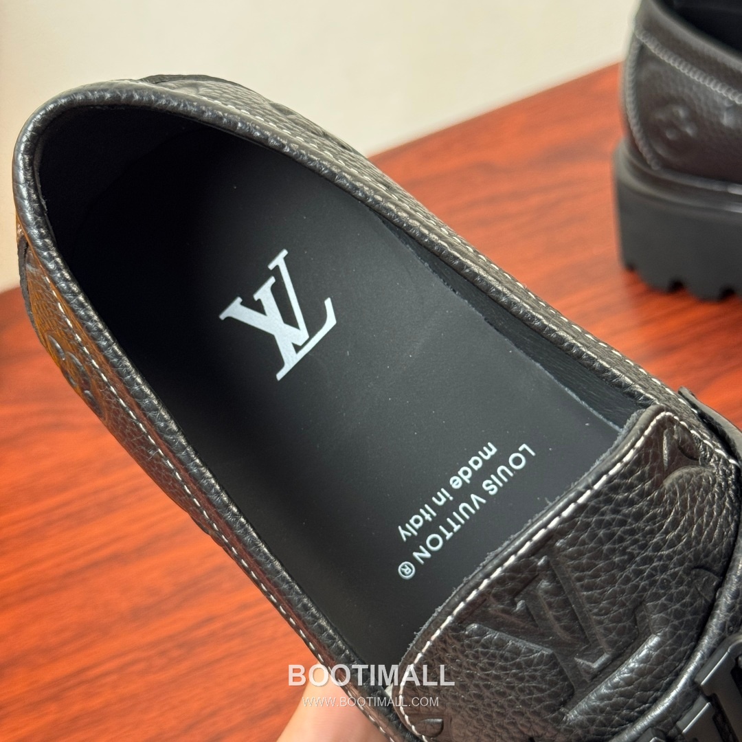 루이비통 Major 다미에 캔버스 소가죽 로고버클 플랫폼 블랙 로퍼 Louis Vuitton Major Damier Canvas Calfskin Logo Buckle Platform Black Loafers 7
