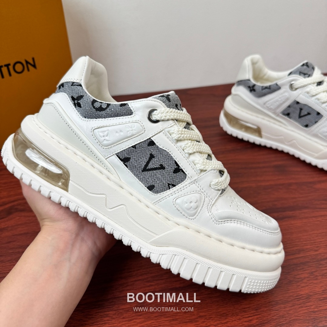 루이비통 모노그램 송아지가죽 에어쿠션 플랫폼 블랙 스니커즈 Louis Vuitton Monogram Calfskin Air Cushion Platform Black Sneakers 5cm 4