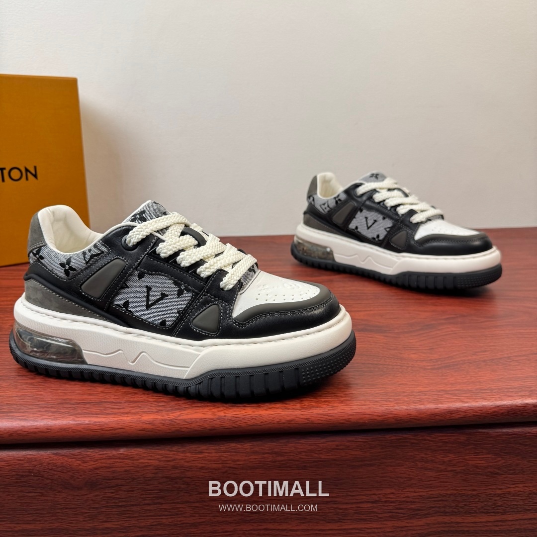 루이비통 모노그램 송아지가죽 에어쿠션 플랫폼 블랙 스니커즈 Louis Vuitton Monogram Calfskin Air Cushion Platform Black Sneakers 5cm 1