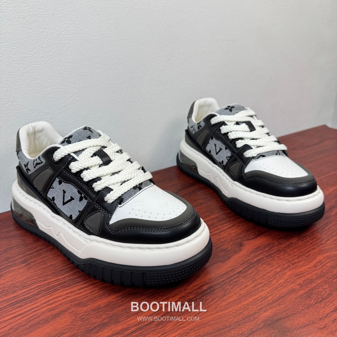 루이비통 모노그램 송아지가죽 에어쿠션 플랫폼 블랙 스니커즈 Louis Vuitton Monogram Calfskin Air Cushion Platform Black Sneakers 5cm 3