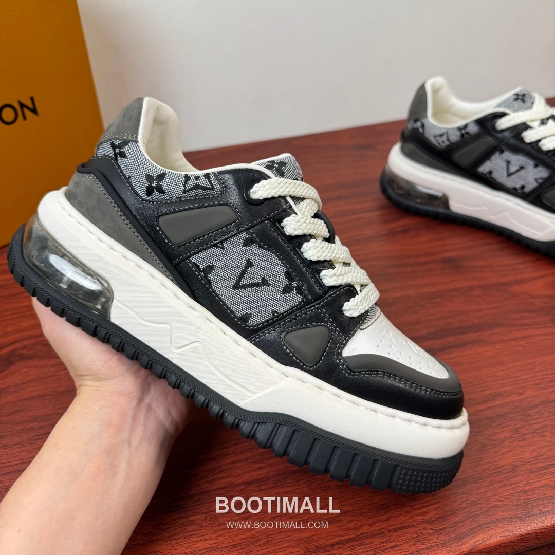 루이비통 모노그램 송아지가죽 에어쿠션 플랫폼 블랙 스니커즈 Louis Vuitton Monogram Calfskin Air Cushion Platform Black Sneakers 5cm 4