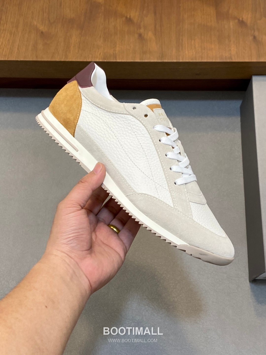 브루넬로쿠치넬리 송아지가죽 스웨이드 믹스 로우탑 베이지 스니커즈 Brunello Cucinelli Calfskin Suede Mix Low-top Beige Sneakers 4