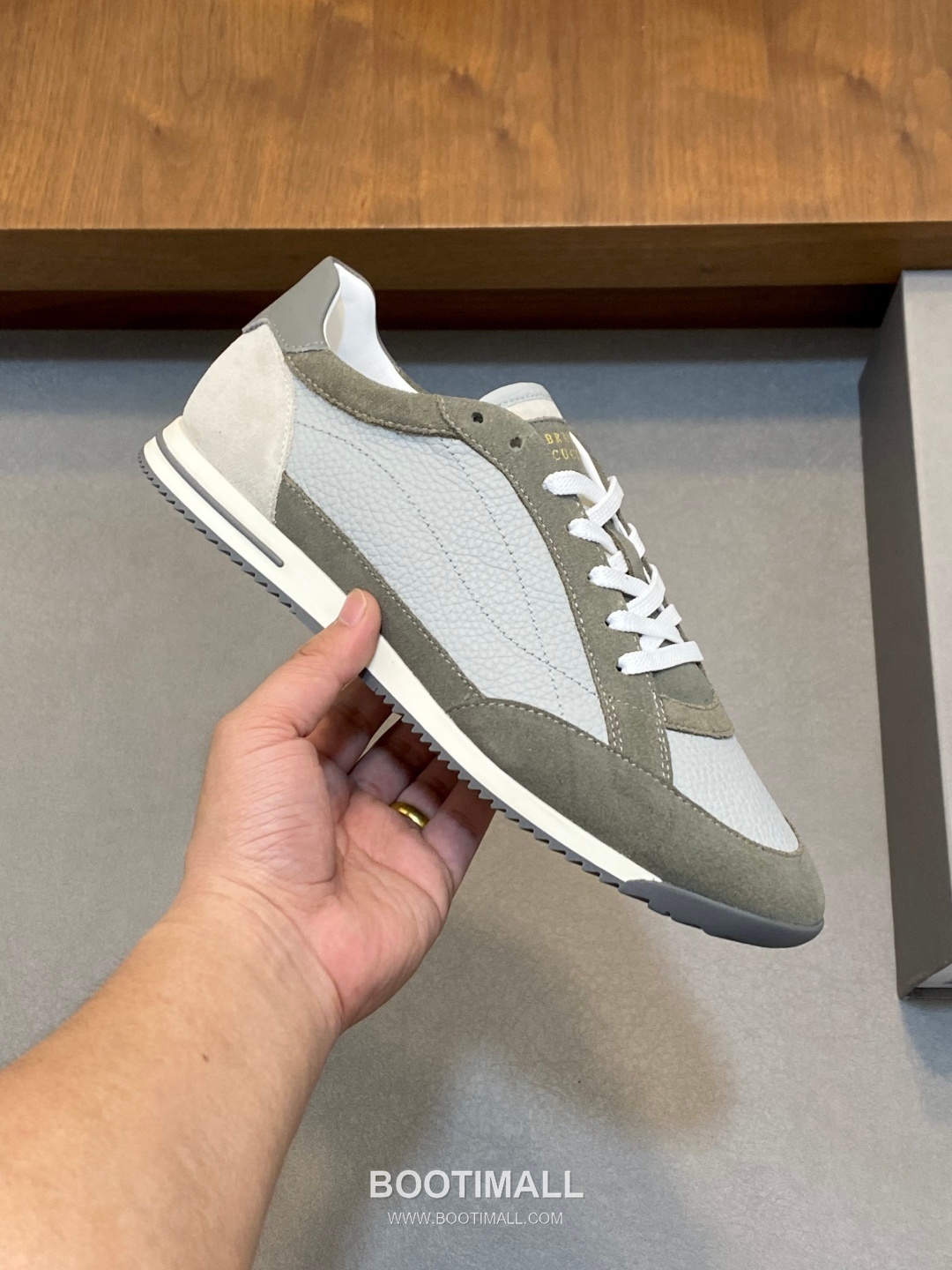 브루넬로쿠치넬리 송아지가죽 스웨이드 믹스 로우탑 베이지 스니커즈 Brunello Cucinelli Calfskin Suede Mix Low-top Beige Sneakers 4