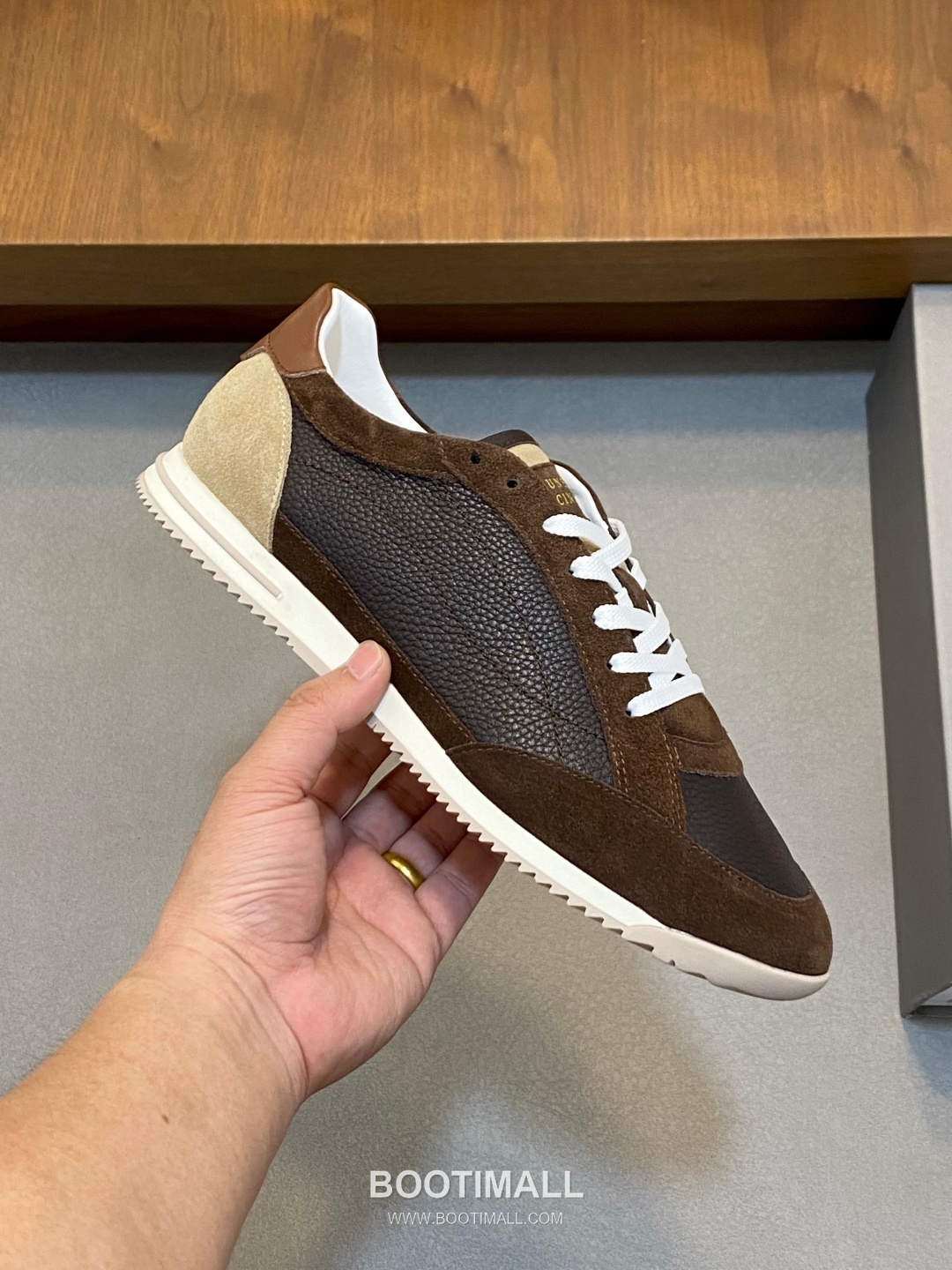 브루넬로쿠치넬리 송아지가죽 스웨이드 믹스 로우탑 베이지 스니커즈 Brunello Cucinelli Calfskin Suede Mix Low-top Beige Sneakers 4