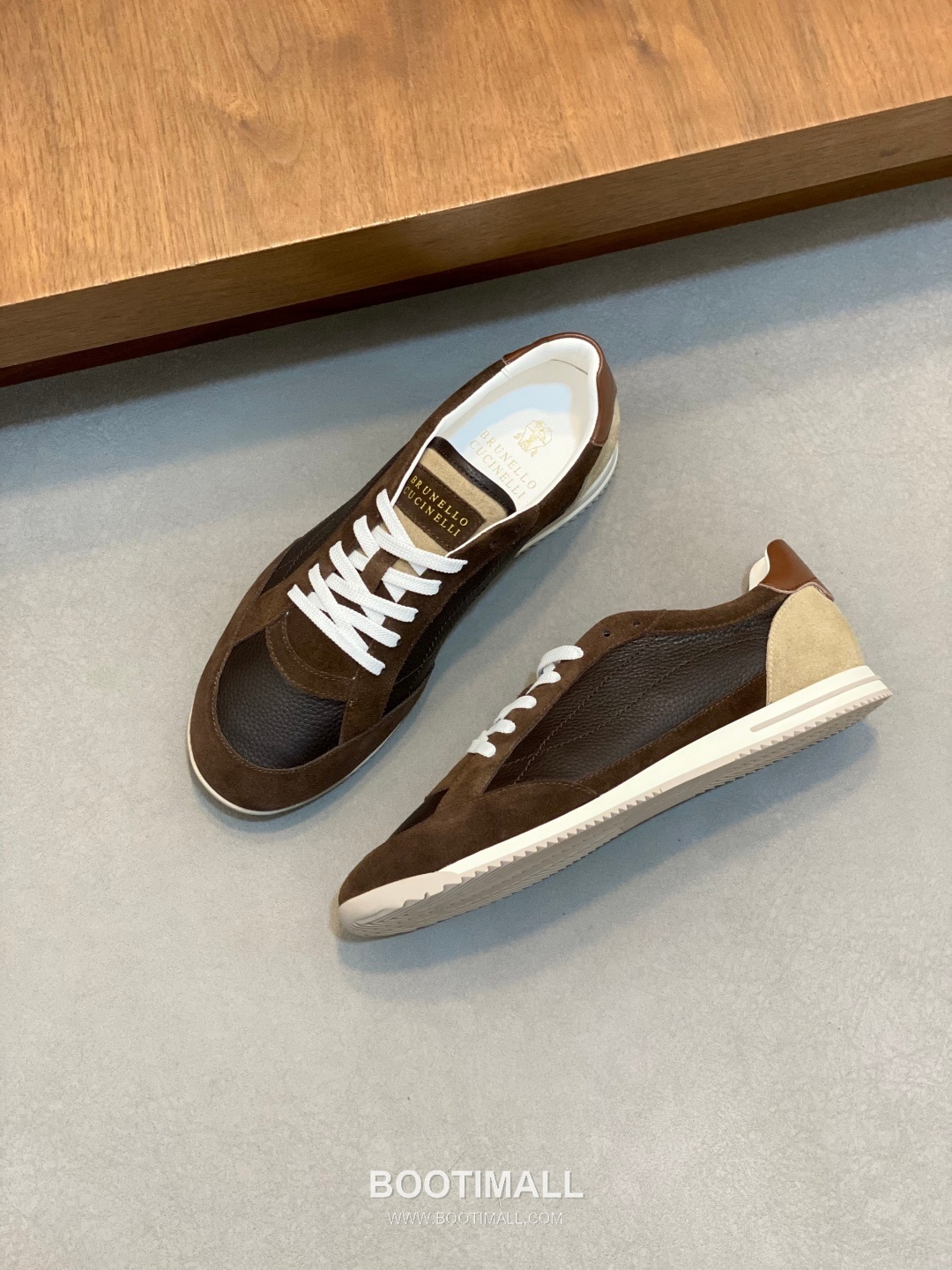 브루넬로쿠치넬리 송아지가죽 스웨이드 믹스 로우탑 베이지 스니커즈 Brunello Cucinelli Calfskin Suede Mix Low-top Beige Sneakers 5