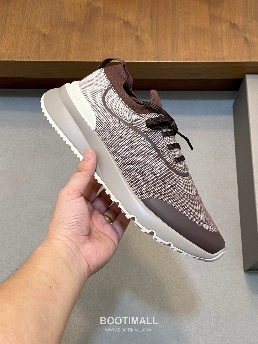 브루넬로쿠치넬리 스웨이드 니트믹스 로우탑 베이지 스니커즈 Brunello Cucinelli Suede Knit Mix Low-top Beige Sneakers 4