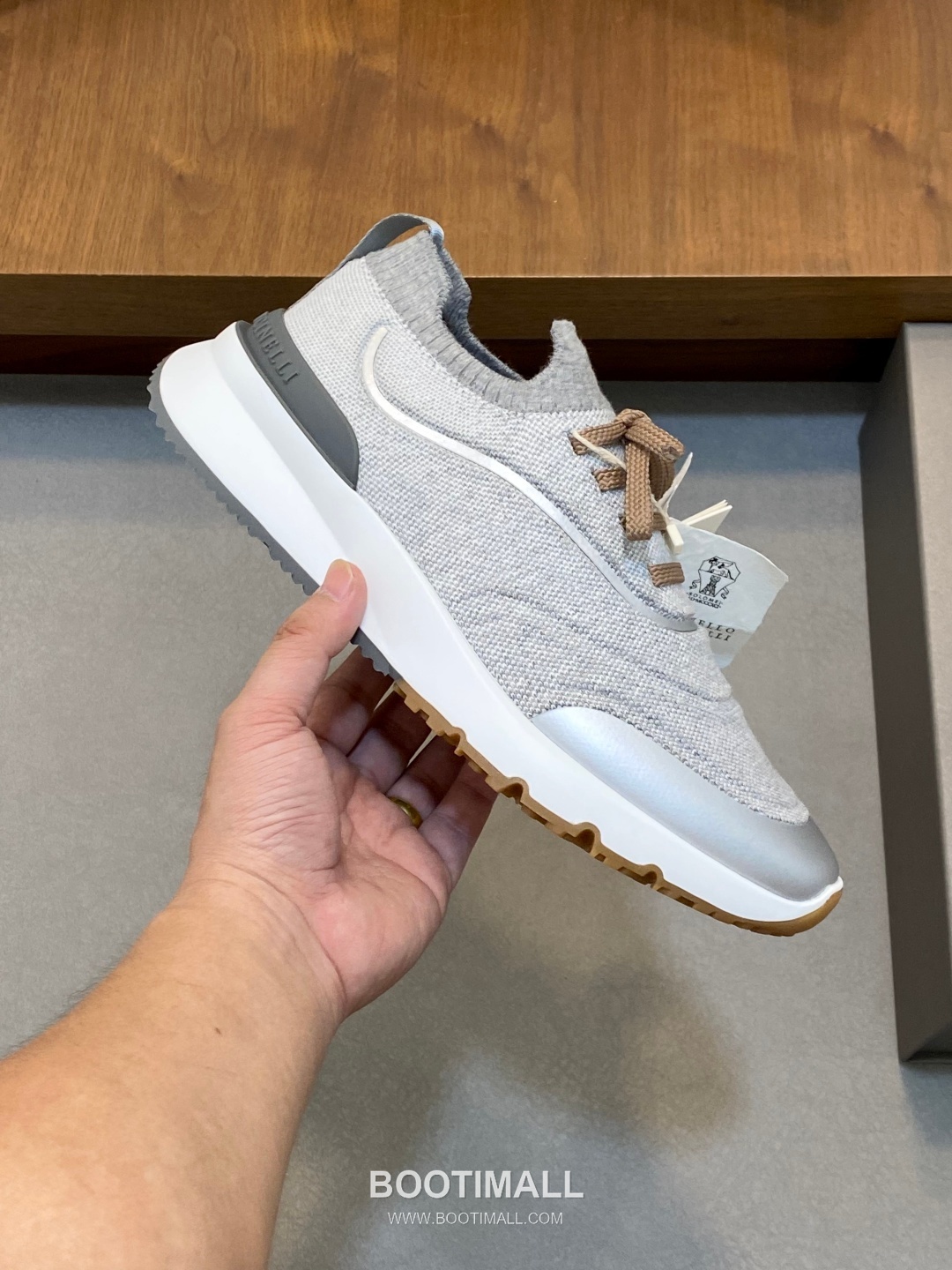 브루넬로쿠치넬리 스웨이드 니트믹스 로우탑 베이지 스니커즈 Brunello Cucinelli Suede Knit Mix Low-top Beige Sneakers 4