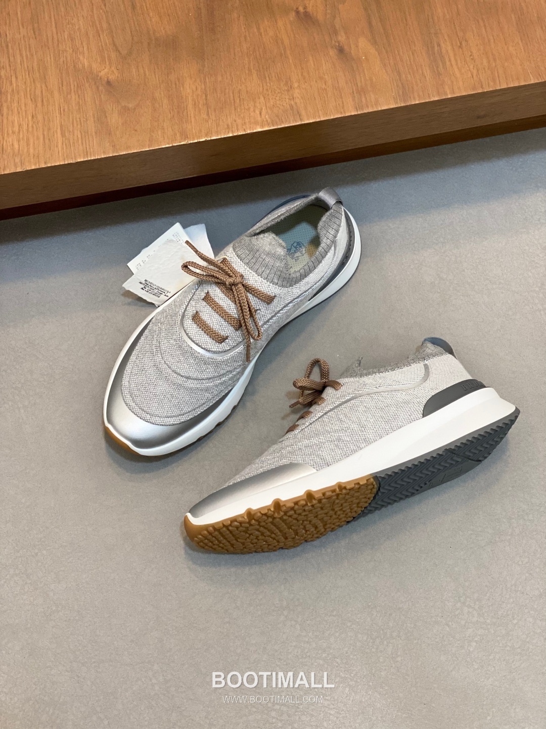 브루넬로쿠치넬리 스웨이드 니트믹스 로우탑 베이지 스니커즈 Brunello Cucinelli Suede Knit Mix Low-top Beige Sneakers 5