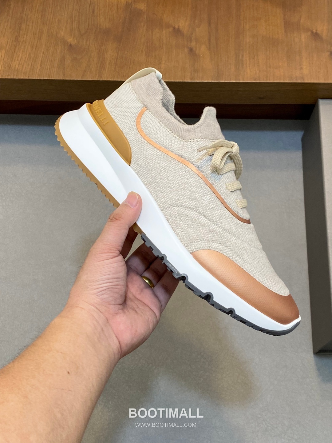 브루넬로쿠치넬리 스웨이드 니트믹스 로우탑 베이지 스니커즈 Brunello Cucinelli Suede Knit Mix Low-top Beige Sneakers 4