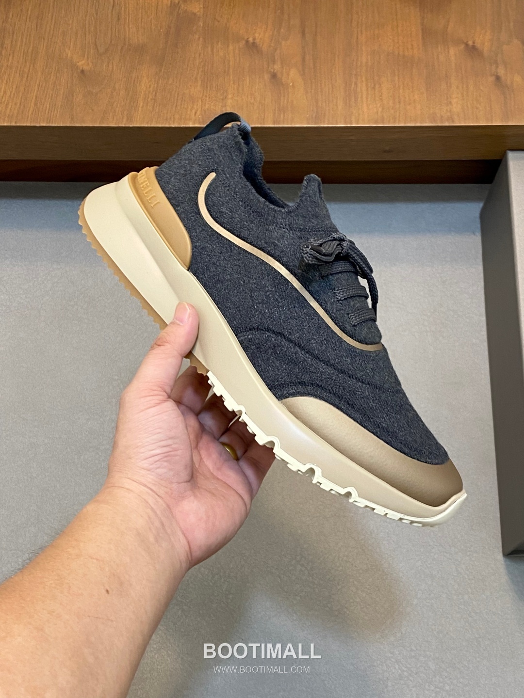 브루넬로쿠치넬리 스웨이드 니트믹스 로우탑 베이지 스니커즈 Brunello Cucinelli Suede Knit Mix Low-top Beige Sneakers 4