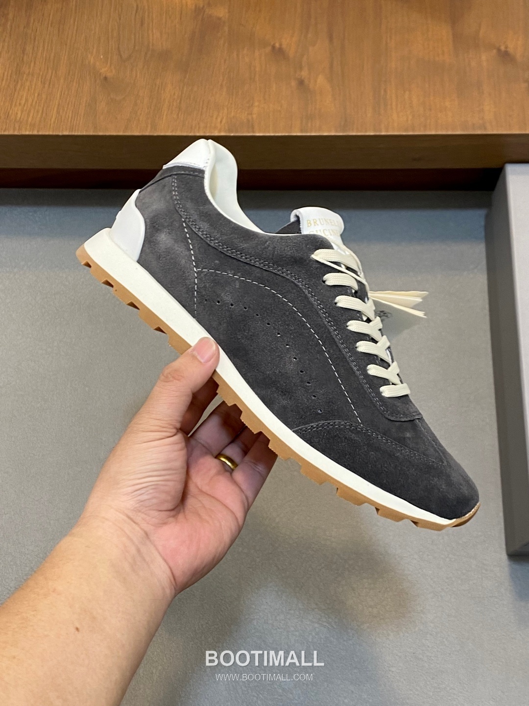 브루넬로쿠치넬리 송아지가죽 스웨이드믹스 로우탑 베이지 스니커즈 Brunello Cucinelli Calfskin Suede Mix Low-top Beige Sneakers 4