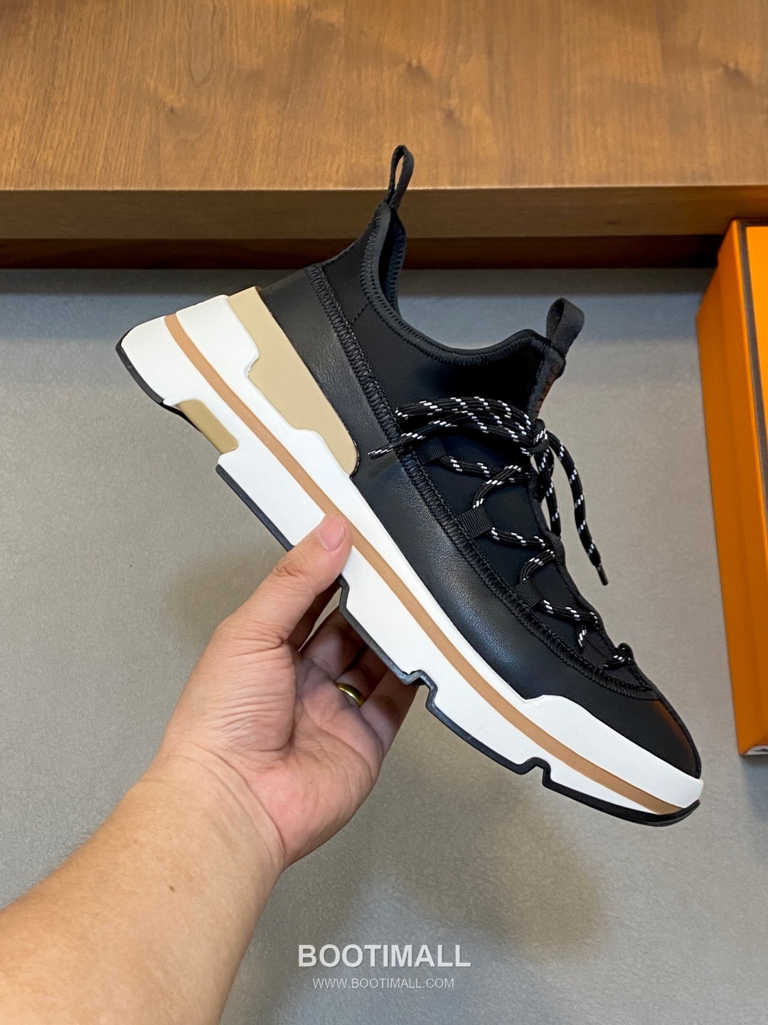 에르메스 Bouncing 송아지가죽 니트믹스 H로고 로우탑 블랙 스니커즈 Hermes Bouncing Calfskin Knit Mix H Logo Low-top Black Sneakers 4