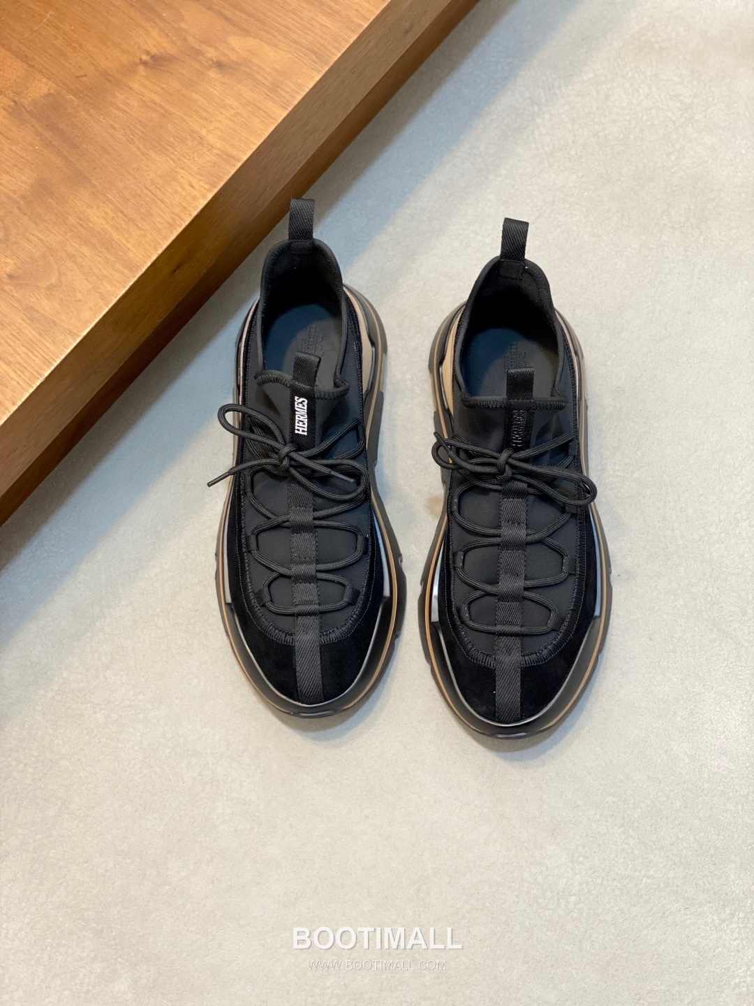 에르메스 Bouncing 송아지가죽 니트믹스 H로고 로우탑 블랙 스니커즈 Hermes Bouncing Calfskin Knit Mix H Logo Low-top Black Sneakers 1