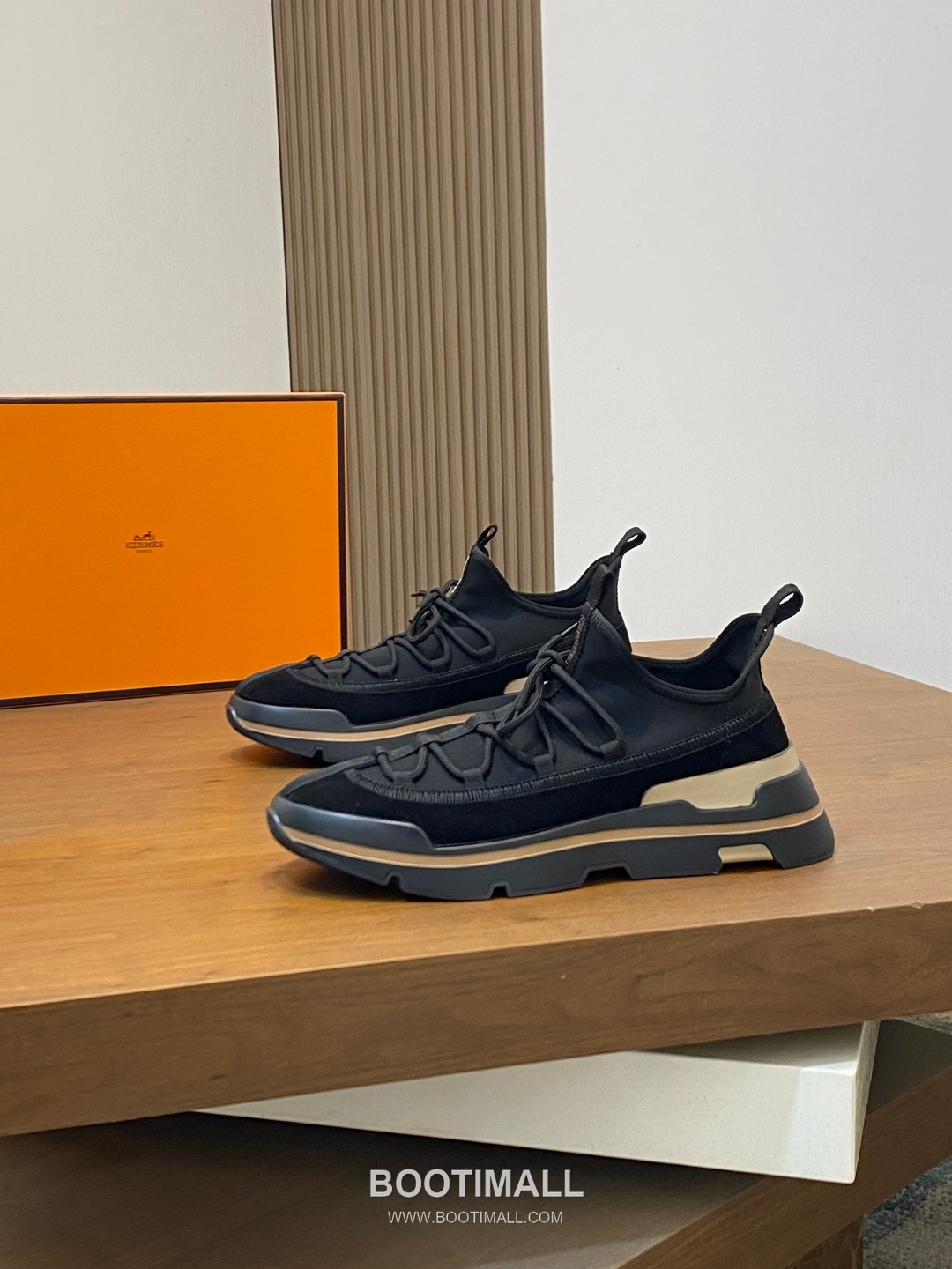 에르메스 Bouncing 송아지가죽 니트믹스 H로고 로우탑 블랙 스니커즈 Hermes Bouncing Calfskin Knit Mix H Logo Low-top Black Sneakers 3