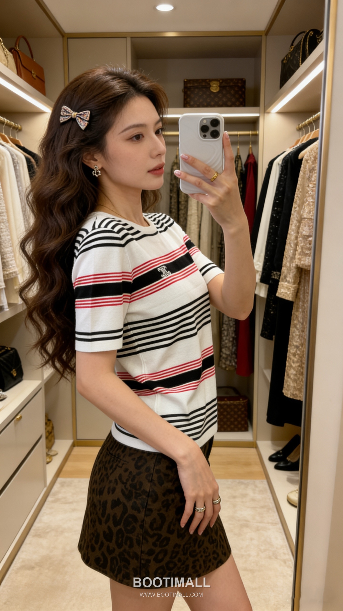 구찌 2026SS 텐셀실크 스트라이프 로고자수 슬림핏 반팔 니트 Gucci 2026 SS Tencel Silk Stripe Logo Embroidered Slim Fit Short Sleeve Knit 3