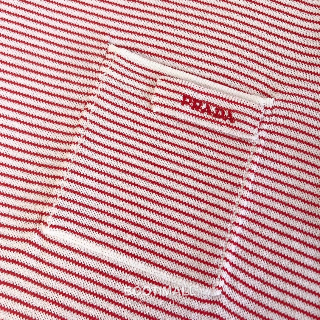 프라다 2026SS 스트라이프 로고자수 슬림핏 반팔 니트 Prada 2026 SS Stripe Logo Embroidered Slim Fit Short Sleeve Knit 13