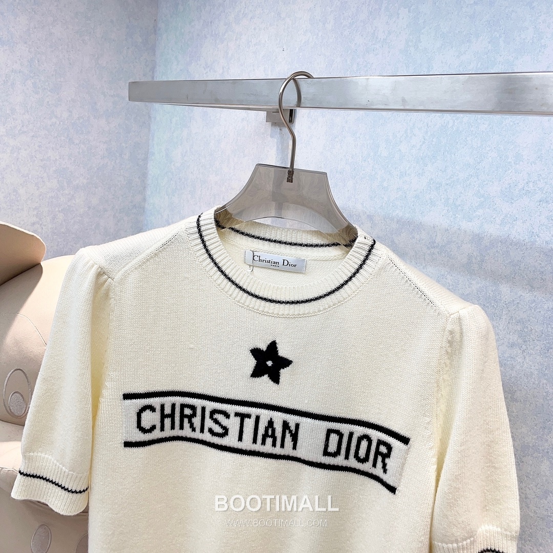 디올 2026SS 울 니트 별자수 로고 퍼프슬리브 반팔 니트 Dior 2026 SS Wool Knit Star Embroidered Logo Puff Sleeve Short Sleeve Knit 6