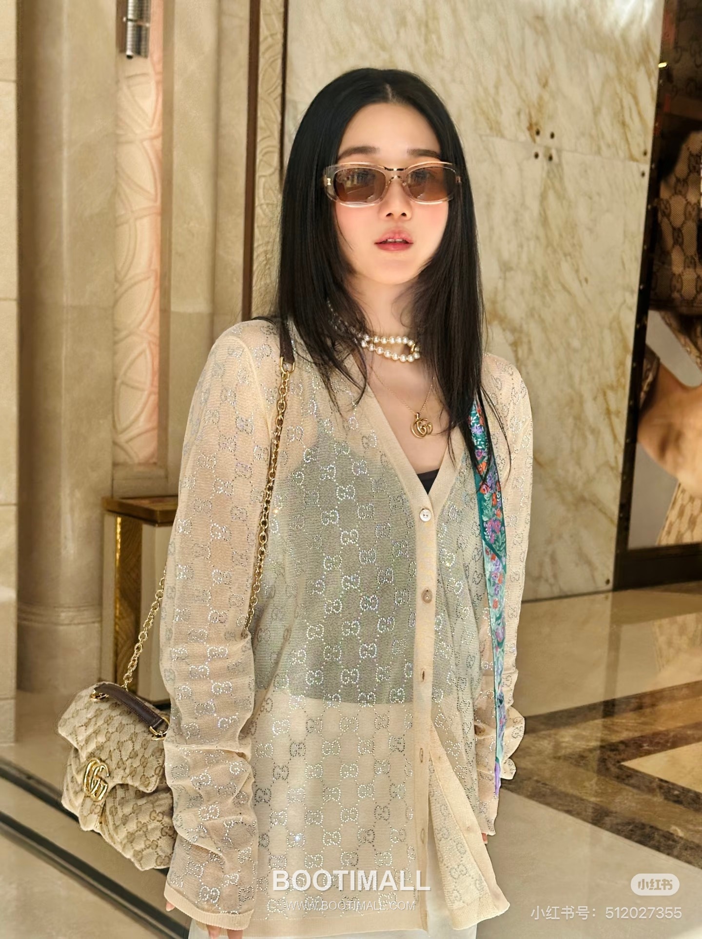 구찌 2026SS 실크 GG 크리스탈자수 슬림핏 브이넥 긴팔 가디건 Gucci 2026 SS Silk GG Crystal Embroidered Slim Fit V Neck Long Sleeve Cardigan 5