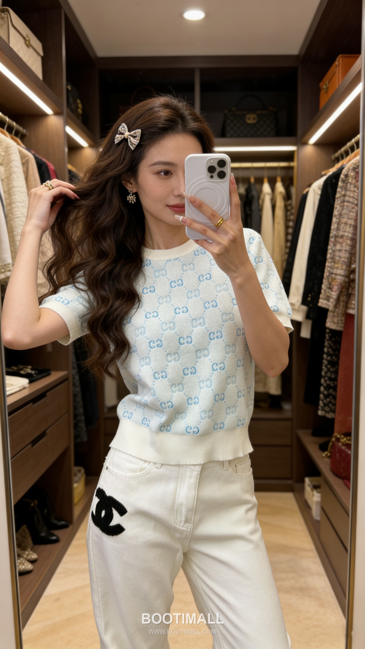 구찌 2026SS 울텐셀 GG자카드 슬림핏 반팔 니트 Gucci 2026 SS Wool Tencel GG Jacquard Slim Fit Short Sleeve Knit 1