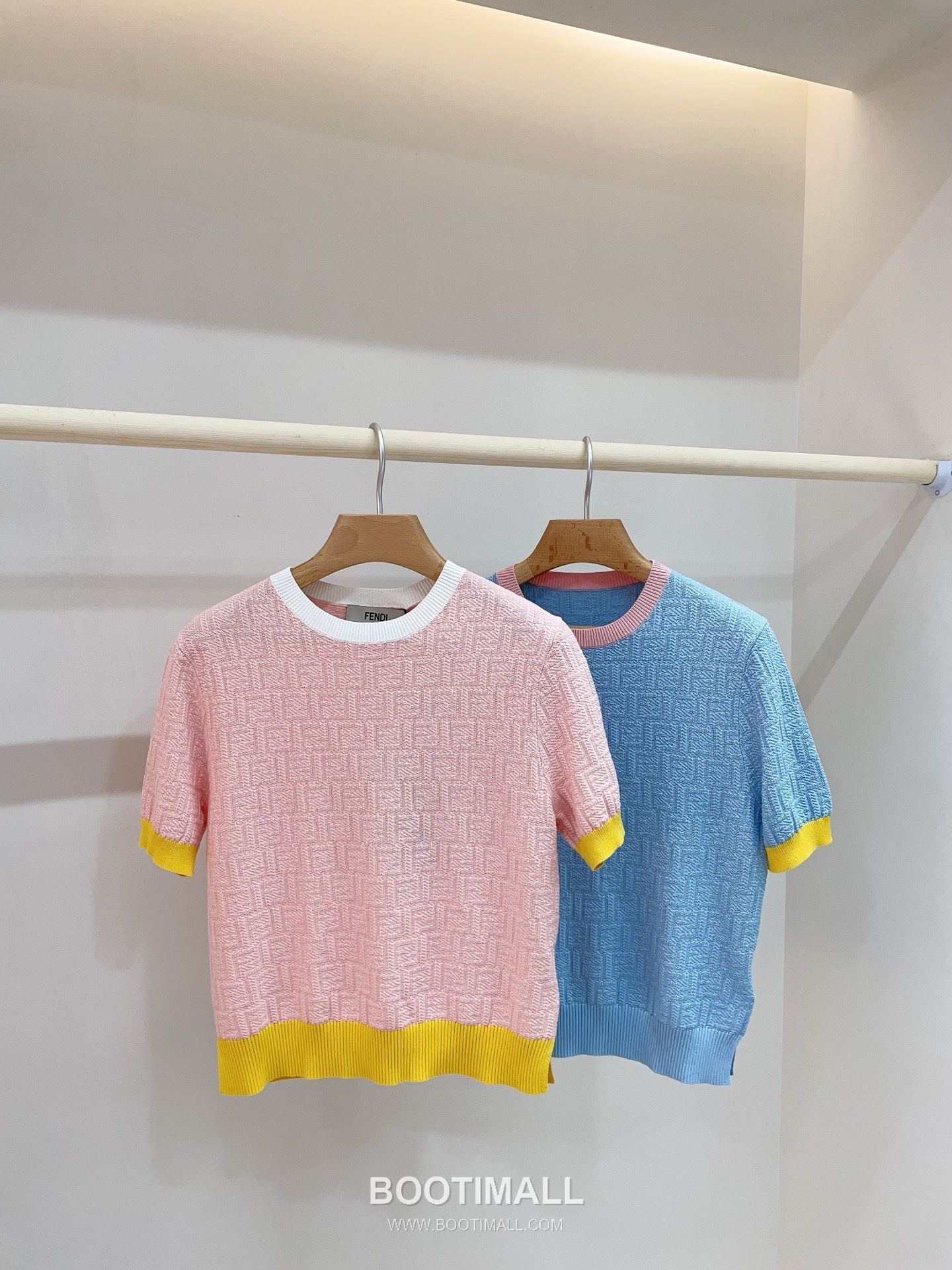 펜디 2026SS 코튼혼방 FF자카드 슬림핏 반팔 니트 Fendi 2026 SS Cotton Blend FF Jacquard Slim Fit Short Sleeve Knit 2