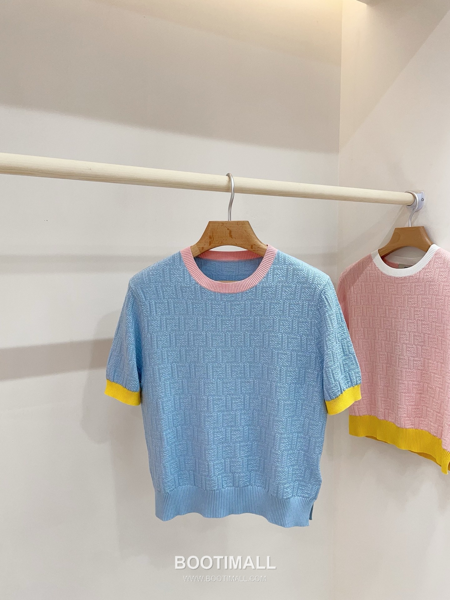 펜디 2026SS 코튼혼방 FF자카드 슬림핏 반팔 니트 Fendi 2026 SS Cotton Blend FF Jacquard Slim Fit Short Sleeve Knit 2