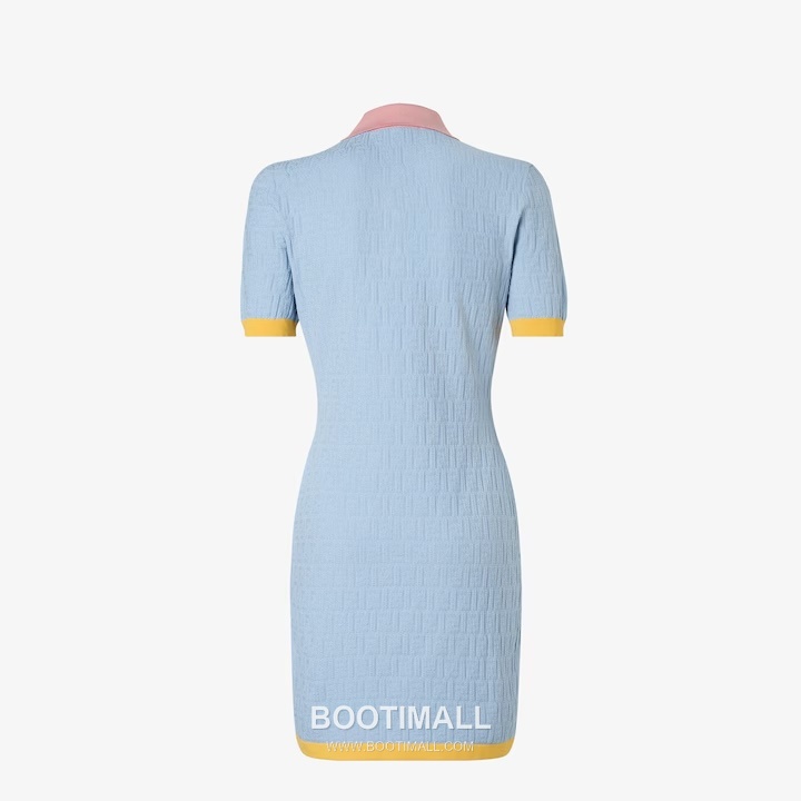 펜디 2026SS 코튼혼방 FF자카드 폴로칼라 슬림핏 미니 반팔 원피스 Fendi 2026 SS Cotton Blend FF Jacquard Polo Collar Slim Fit Mini Short Sleeve Dress 2