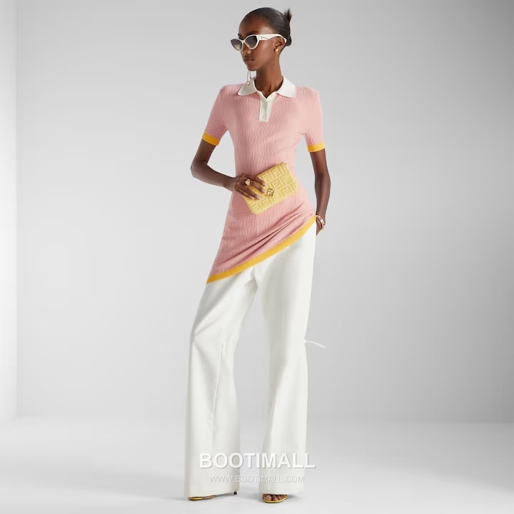 펜디 2026SS 코튼혼방 FF자카드 폴로칼라 슬림핏 미니 반팔 원피스 Fendi 2026 SS Cotton Blend FF Jacquard Polo Collar Slim Fit Mini Short Sleeve Dress 5