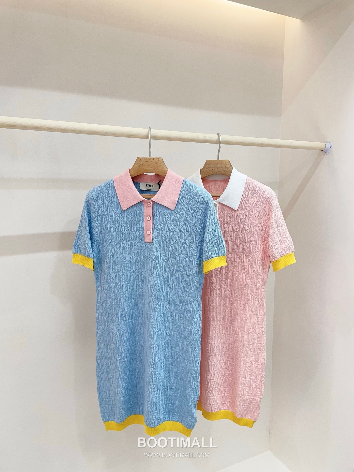 펜디 2026SS 코튼혼방 FF자카드 폴로칼라 슬림핏 미니 반팔 원피스 Fendi 2026 SS Cotton Blend FF Jacquard Polo Collar Slim Fit Mini Short Sleeve Dress 7