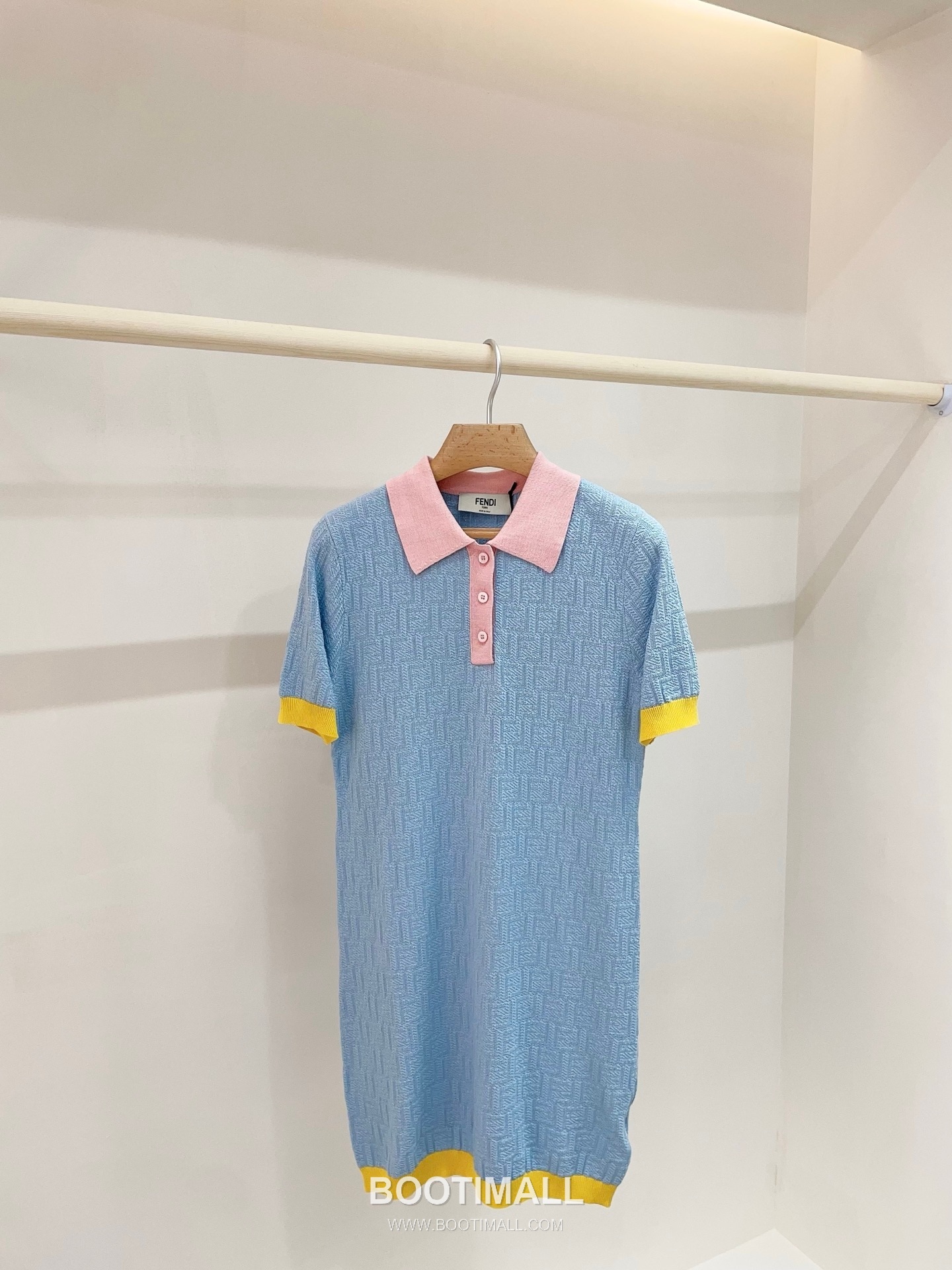 펜디 2026SS 코튼혼방 FF자카드 폴로칼라 슬림핏 미니 반팔 원피스 Fendi 2026 SS Cotton Blend FF Jacquard Polo Collar Slim Fit Mini Short Sleeve Dress 14