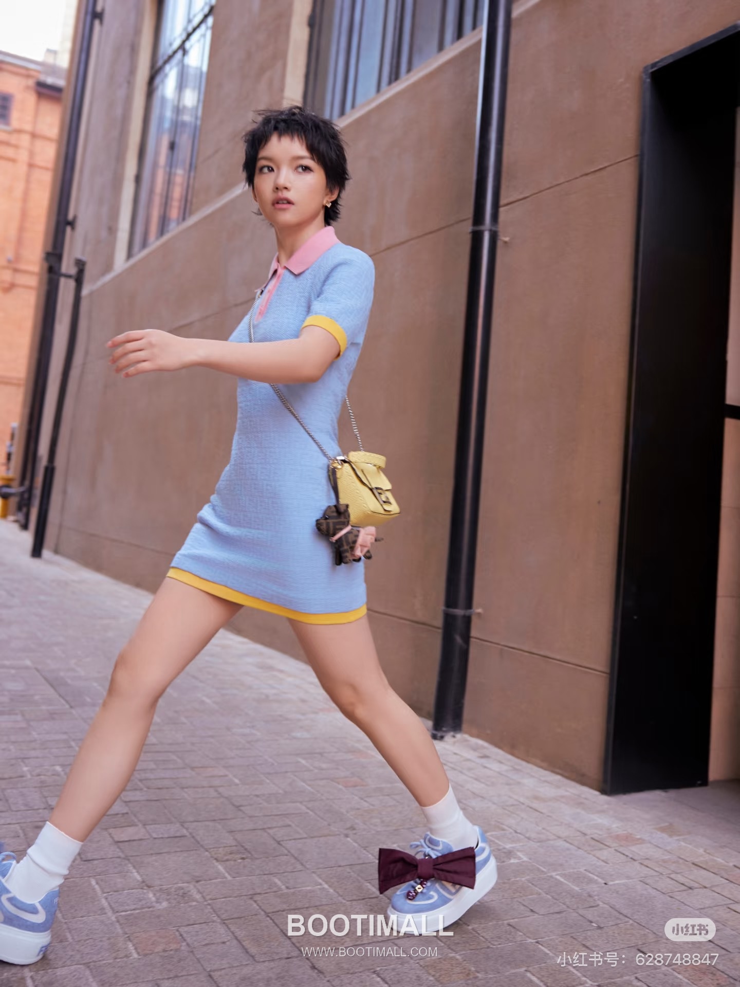 펜디 2026SS 코튼혼방 FF자카드 폴로칼라 슬림핏 미니 반팔 원피스 Fendi 2026 SS Cotton Blend FF Jacquard Polo Collar Slim Fit Mini Short Sleeve Dress 5