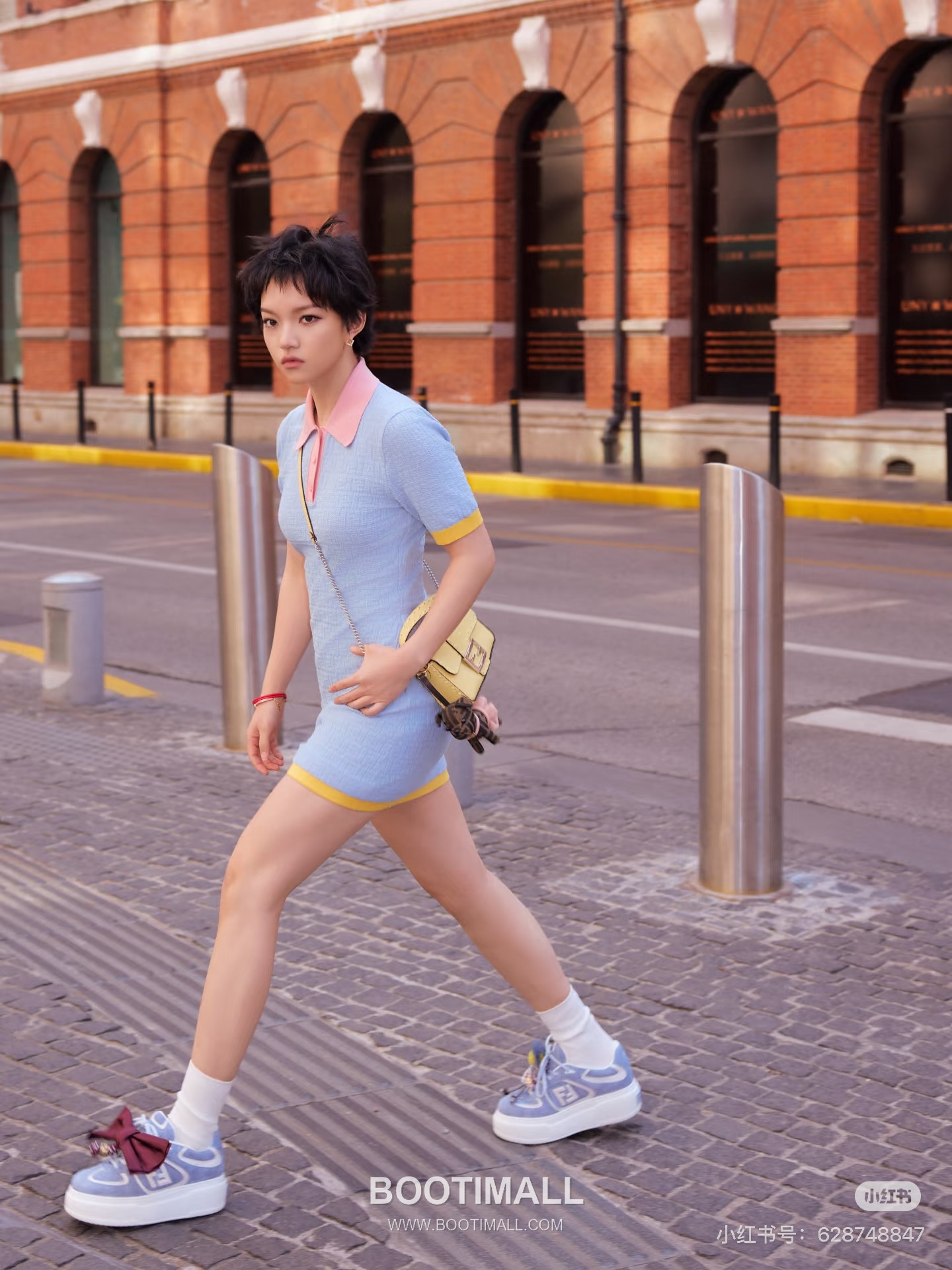 펜디 2026SS 코튼혼방 FF자카드 폴로칼라 슬림핏 미니 반팔 원피스 Fendi 2026 SS Cotton Blend FF Jacquard Polo Collar Slim Fit Mini Short Sleeve Dress 6